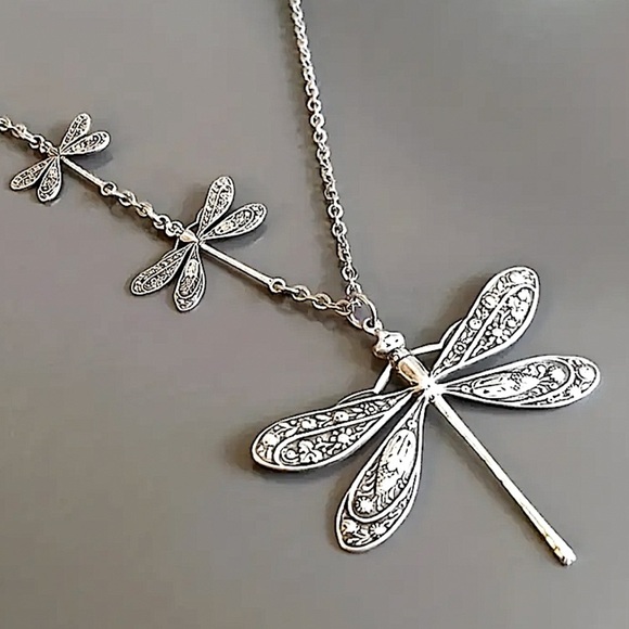 Vintage Dragonfly Statement Pendant Necklace, Bohemian, Boho, Tribal - Picture 1 of 5